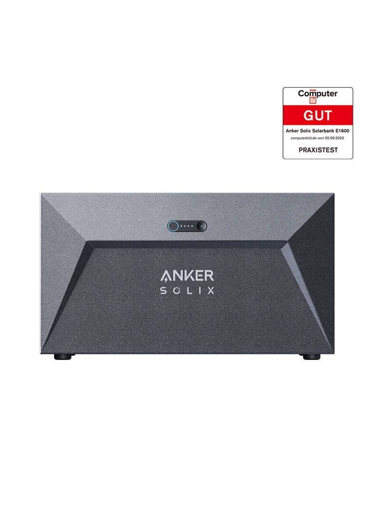 Anker SOLIX Anker Solarpanel mit rechteckiger Form und USB-Anschluss, grau, auf weißem Hintergrund.